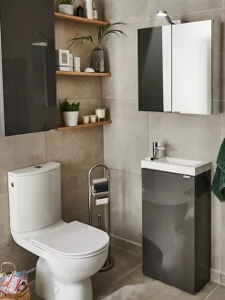 Lave-Mains|GoodHome Meuble lave mains à poser Imandra gris taupé L.44 x H.79 cm