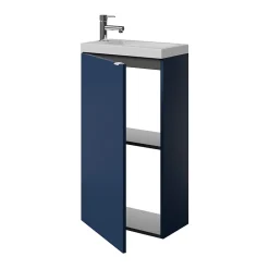 Lave-Mains|GoodHome Meuble lave mains à poser bleu nuit mat l.44 x H.79 x P.23 cm, Imandra