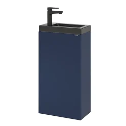 Lave-Mains|GoodHome Meuble lave mains à poser bleu nuit mat l.44 x H.79 x P.23 cm, Imandra