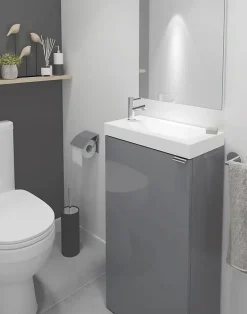 Lave-Mains|GoodHome Meuble lave mains à poser gris l.44 x H.79 x P.23 cm, Imandra