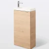 Lave-Mains|GoodHome Meuble lave mains à poser effet chêne l.44 cm Imandra + plan vasque blanc résine Beni,