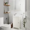 GoodHome Meuble lave mains à poser blanc mat l.44 cm Perma + plan vasque blanc Lana,