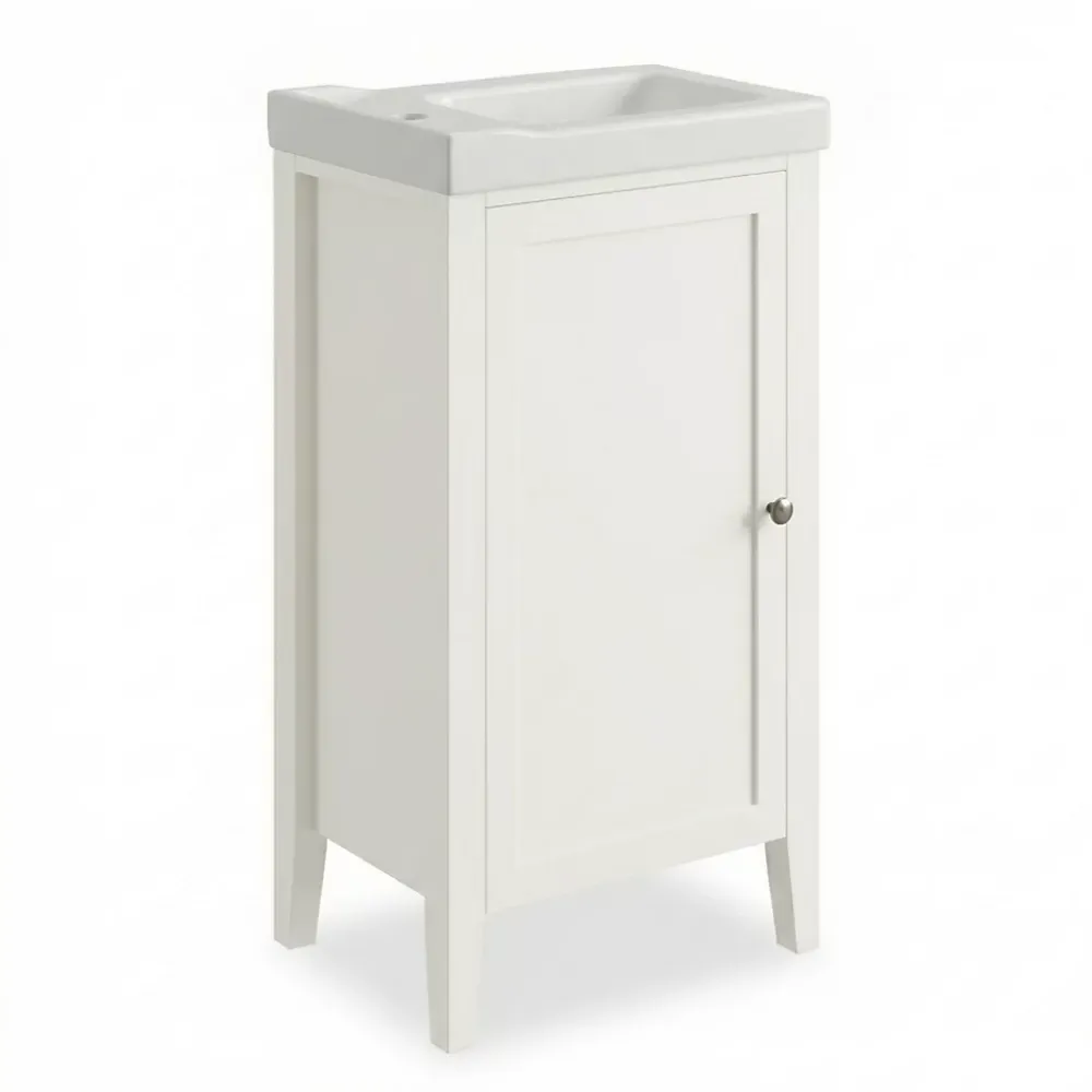 GoodHome Meuble lave mains à poser blanc mat l.44 cm Perma + plan vasque blanc Lana,