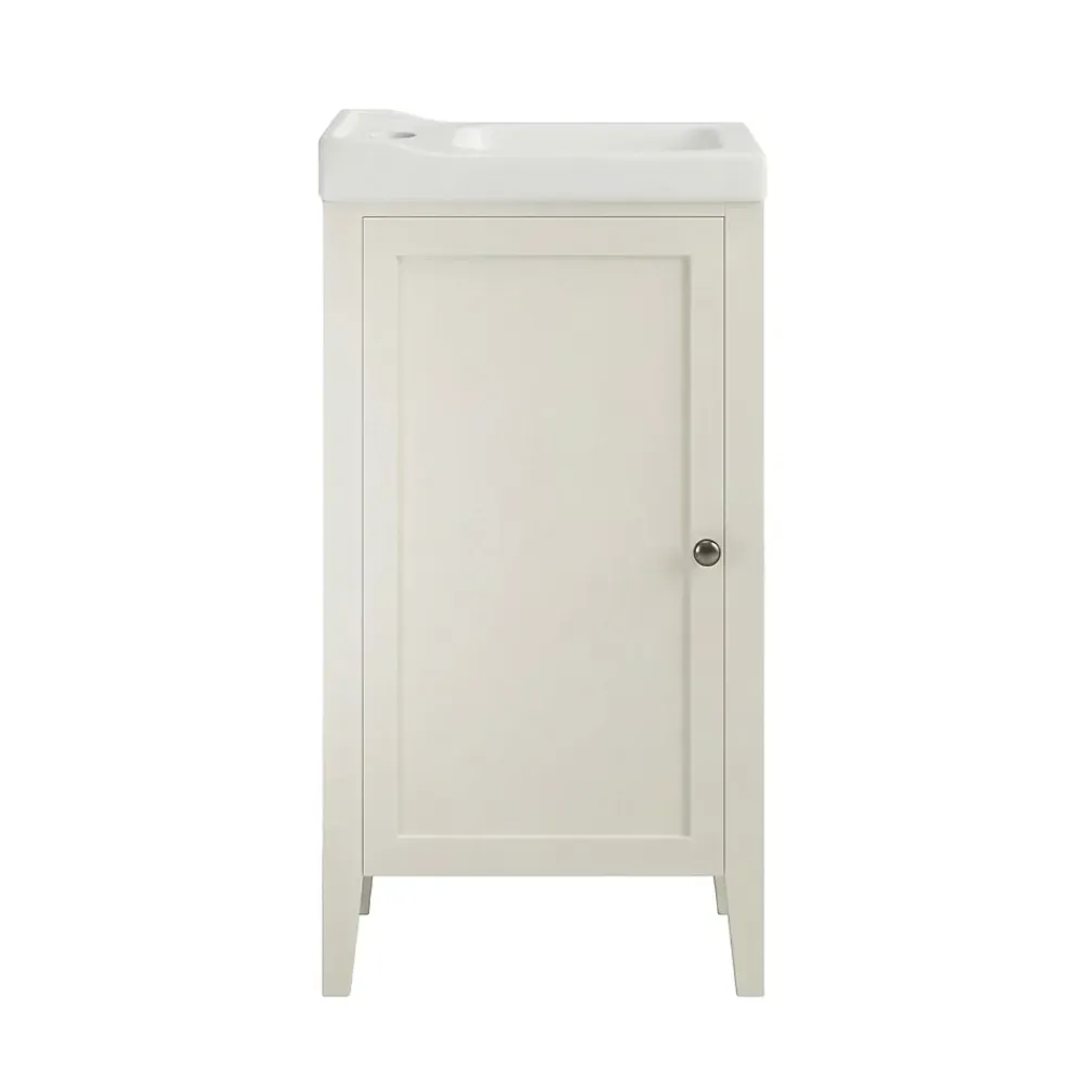 GoodHome Meuble lave mains à poser blanc mat l.44 cm Perma + plan vasque blanc Lana,