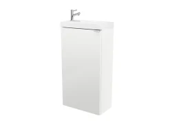 Lave-Mains|GoodHome Meuble lave mains à poser blanc brillant l.44 cm Imandra + plan vasque blanc résine Beni,