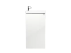Lave-Mains|GoodHome Meuble lave mains à poser blanc brillant l.44 cm Imandra + plan vasque blanc résine Beni,