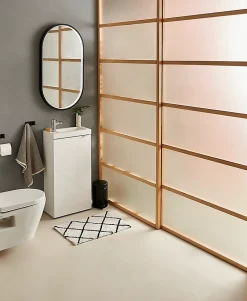 Lave-Mains|GoodHome Meuble lave mains à poser blanc brillant l.44 cm Imandra + plan vasque blanc résine Beni,