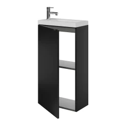 GoodHome Meuble lave mains à poser noir mat l.44 x H.79 x P.23 cm, Imandra