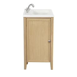 Lave-Mains|GoodHome Meuble lave mains à poser placage chêne l.44 x H.80,6 x P.30 cm, Perma