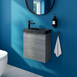 Lave-Mains|Meuble De Salle De Bains Faible Profondeur|Cooke & Lewis Meuble lave mains effet chêne clair l.45 x H.44 x P.21 cm, Calao