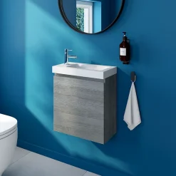 Lave-Mains|Meuble De Salle De Bains Faible Profondeur|Cooke & Lewis Meuble lave mains effet chêne clair l.45 x H.44 x P.21 cm, Calao