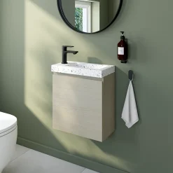 Meuble lave mains effet chêne l.45 x H.44 x P.21 cm, Calao