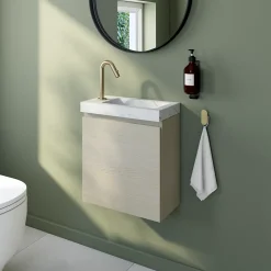 Meuble lave mains effet chêne l.45 x H.44 x P.21 cm, Calao