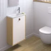 Lave-Mains|Decotec Meuble lave mains suspendu blanc mat + plan vasque l.46 x H.69 x P.23 cm, ouverture à gauche, Havana