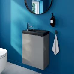 Lave-Mains|GoodHome Meuble lave mains suspendu gris l.44 x H.55 x P.23 cm Imandra, Imandra