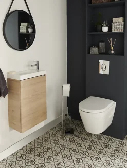 GoodHome Meuble lave mains suspendu effet chêne l.44 x H.55 x P.23 cm, Imandra