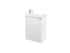 GoodHome Meuble lave mains suspendu blanc brillant l.44 x H.55 x P.23 cm, Imandra