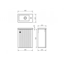 Jindoli Meuble lave-main Aquanero noir 40 cm