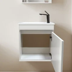Dileci Meuble lave-main blanc compact avec vasque intégrée -
