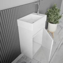 Lave-Mains|Stano Meuble lave-main salle de bain design MESSINA largeur 45 cm blanc laque
