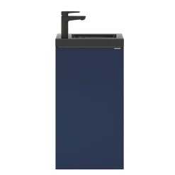 Lave-Mains|GoodHome Meuble lave-mains à poser bleu nuit mat l.44 cm Imandra + plan vasque noir céramique Nira,