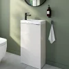 GoodHome Meuble lave-mains à poser blanc brillant l.44 cm Imandra + plan vasque terrazzo,