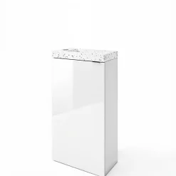 GoodHome Meuble lave-mains à poser blanc brillant l.44 cm Imandra + plan vasque terrazzo,