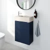 Homesight Meuble lave-mains à poser bleu nuit mat l.44 cm Imandra + plan vasque béton moucheté, GoodHome