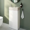 Homesight Meuble lave-mains à poser blanc mat l.44 cm Imandra + plan vasque béton beige moucheté, GoodHome