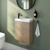 GoodHome Meuble lave-mains à poser effet chêne l.44 cm Imandra + plan vasque effet marbre blanc,