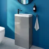 GoodHome Meuble lave-mains à poser gris brillant l.44 cm Imandra + plan vasque terrazzo,