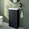 Lave-Mains|GoodHome Meuble lave-mains à poser noir mat l.44 cm Imandra + plan vasque blanc céramique Nira,