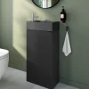 Lave-Mains|Homesight Meuble lave-mains à poser noir mat l.44 cm Imandra + plan vasque béton gris, GoodHome