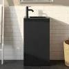 GoodHome Meuble lave-mains à poser noir mat l.44 cm Imandra + plan vasque noir céramique Nira,