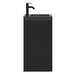 GoodHome Meuble lave-mains à poser noir mat l.44 cm Imandra + plan vasque noir céramique Nira,