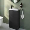 Lave-Mains|Homesight Meuble lave-mains à poser noir mat l.44 cm Imandra + plan vasque noir terrazzo, GoodHome