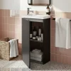 GoodHome Meuble lave-mains à poser noir mat l.44 cm Imandra + plan vasque blanc résine Beni,