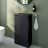 Homesight Meuble lave-mains à poser noir mat l.44 cm Imandra + plan vasque effet marbre noir, GoodHome