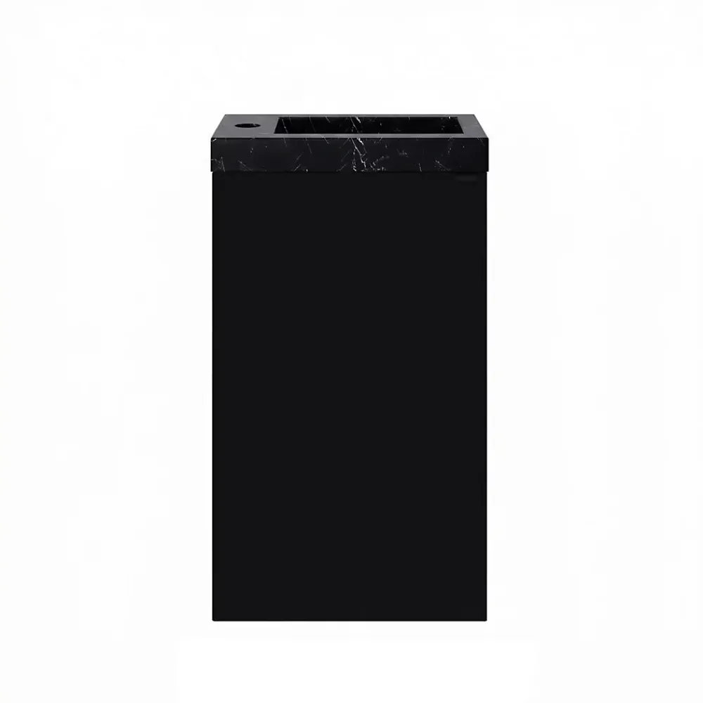 Homesight Meuble lave-mains à poser noir mat l.44 cm Imandra + plan vasque effet marbre noir, GoodHome
