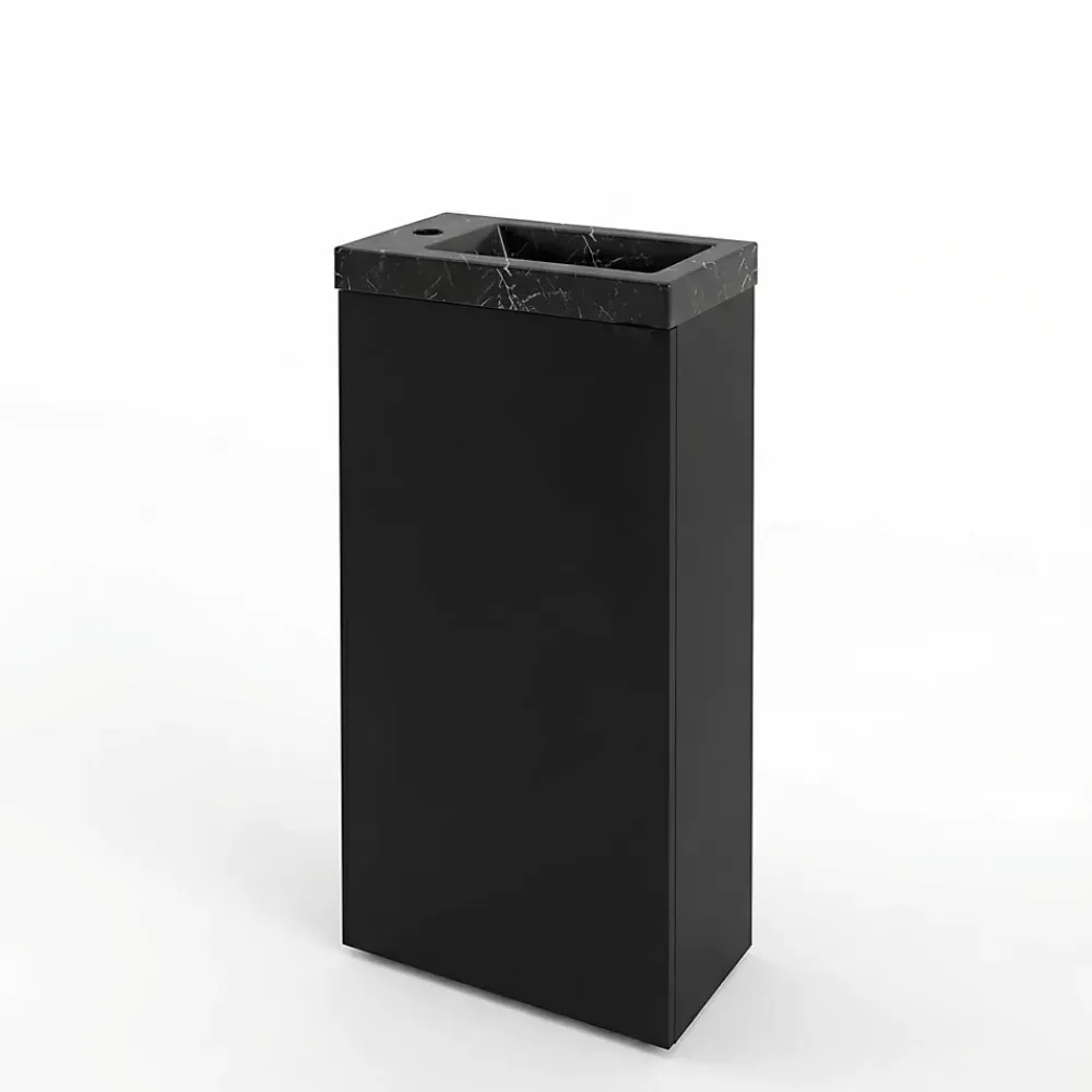 Homesight Meuble lave-mains à poser noir mat l.44 cm Imandra + plan vasque effet marbre noir, GoodHome