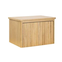 Homesight Meuble lave-mains à suspendre l.40 x H.26,6 x P.30 cm, effet chêne strié, Elli