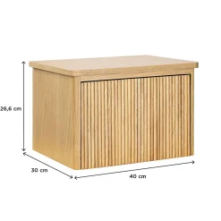 Homesight Meuble lave-mains à suspendre l.40 x H.26,6 x P.30 cm, effet chêne strié, Elli
