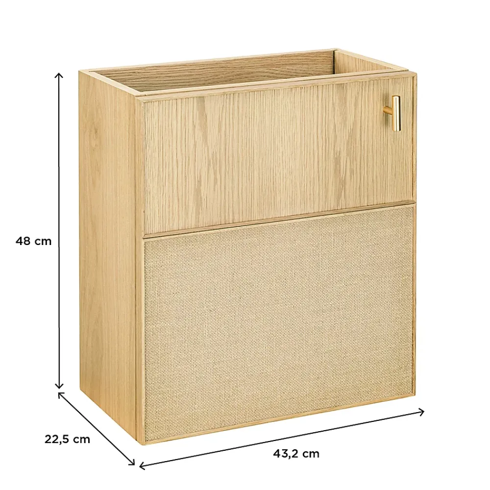 Homesight Meuble lave-mains à suspendre l.43,2 x H.48 x P.22,5 cm, effet chêne clair et jute, Java
