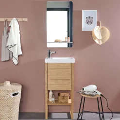 Mob-In Meuble lave-mains ATOLL avec vasque blanche + miroir