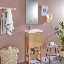 Mob-In Meuble lave-mains ATOLL avec vasque blanche + miroir