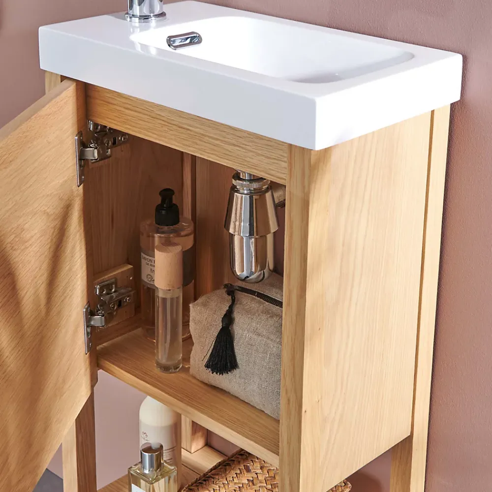 Mob-In Meuble lave-mains ATOLL avec vasque blanche + miroir