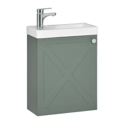 Mob-In Meuble lave-mains AVA vert de gris + robinet chromé