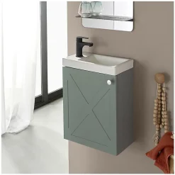 Lave-Mains|Mob-In Meuble lave-mains AVA vert de gris + robinet noir