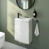 Lave-Mains|GoodHome Meuble lave-mains blanc brillant l.44 cm Imandra + plan vasque terrazzo,