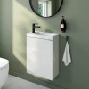 GoodHome Meuble lave-mains blanc brillant l.44 cm Imandra + plan vasque effet marbre blanc,
